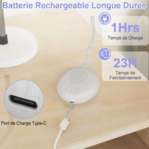 machine bruit blanc bébé rechargeable USB-C autonomie 23 heures