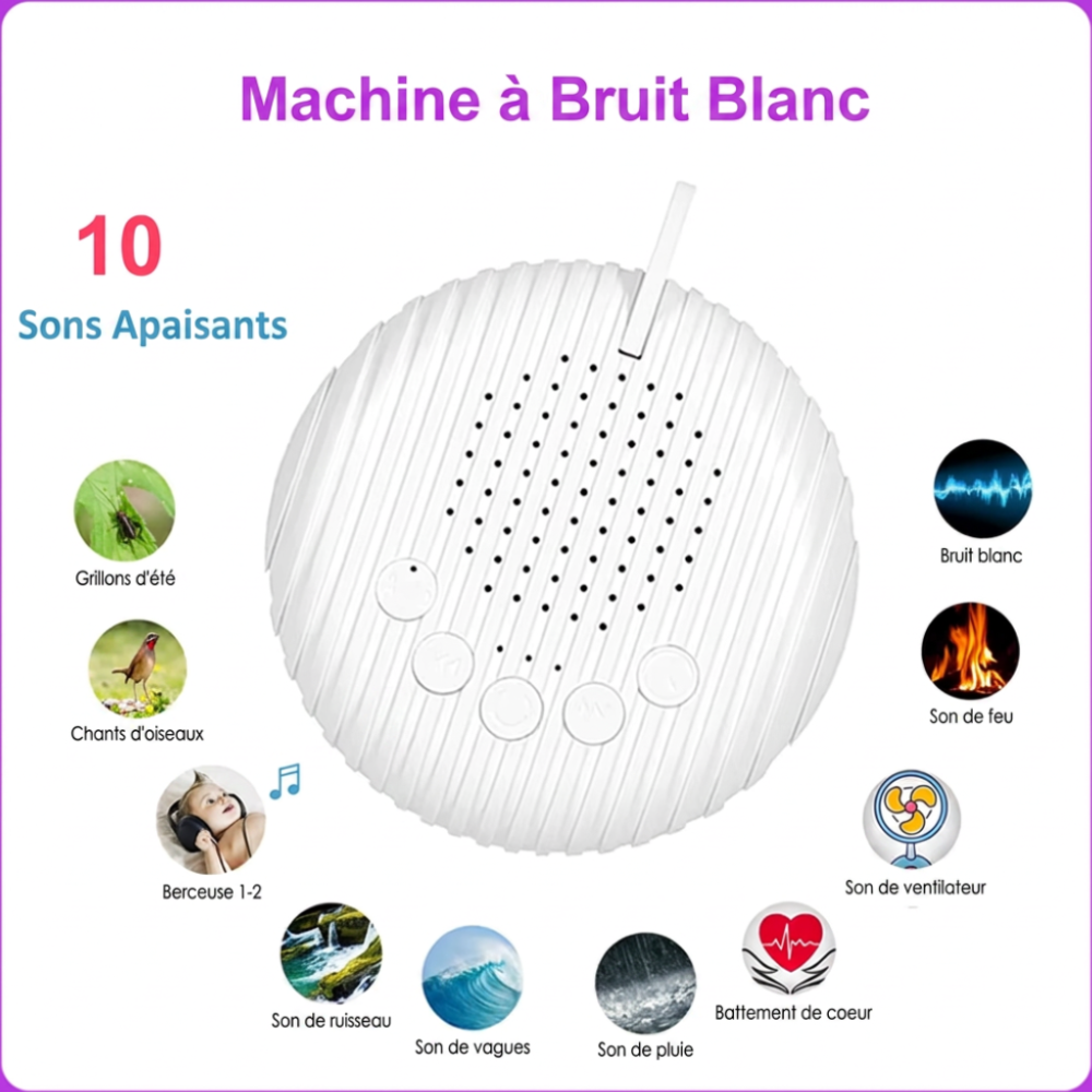 les 10 sons apaisants de la machine bruit blanc bébé NOXHIA